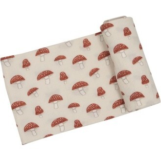 Sketchy Mushrooms Swaddle Blanket, Red