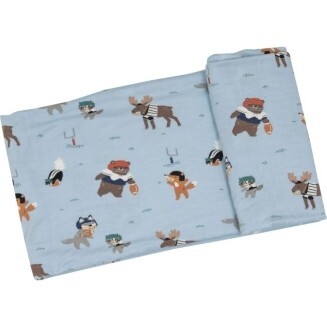 Woodland Football Swaddle Blanket, Blue - Swaddles - 1
