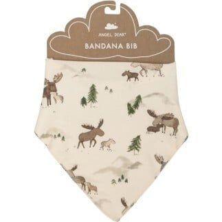 Moose Family Bandana Bib, Mocha