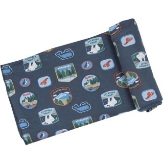 National Parks Patches New England Swaddle Blanket, Blue
