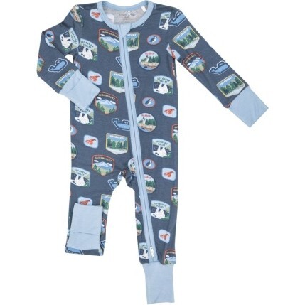 National Parks Patches New England 2 Way Zipper Romper, Blue