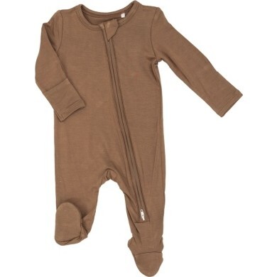 Mocha 2 Way Zipper Footie, Brown - Footie Pajamas - 1