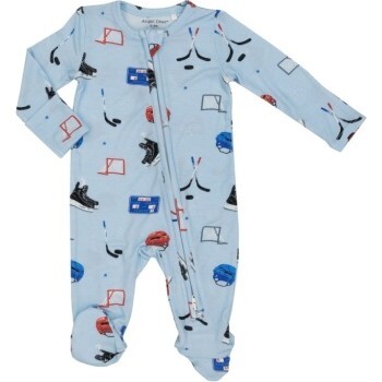 Hockey 2 Way Zipper Footie, Blue