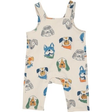 Furry Friends French Terry Overalls, Multi
