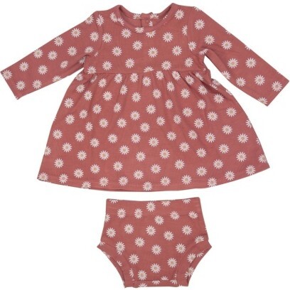 Daisy Dot Simple Dress And Bloomer, Dusty Rose