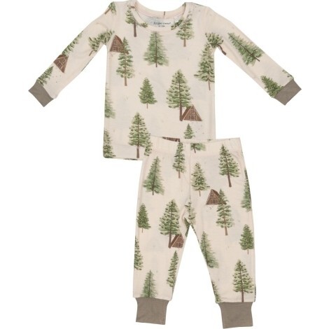 Cabin And Trees L/S Loungewear Set, Cream