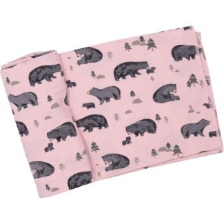 Black Bear Pink Swaddle Blanket, Pink