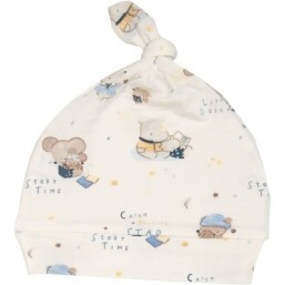 Bedtime Story Animals Knotted Hat, White