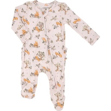 Baby Foxes Pink 2 Way Zipper Footie, Pink - Footie Pajamas - 1