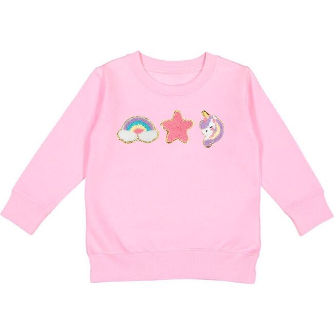 Unicorn Doodle Patch Sweatshirt, Pink