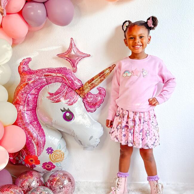 Unicorn Doodle Patch Sweatshirt, Pink - Sweatshirts - 3