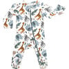 Zipped Long Sleeve Footed Onesie, Safari Animals - Bodysuits - 1 - thumbnail