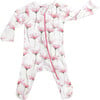 Zipped Long Sleeve Footed Onesie, Pink Petals - Bodysuits - 1 - thumbnail