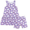 Sleeveless Drop Waist Dress With Matching Shorts, Rainbows And Unicorns - Dresses - 1 - thumbnail