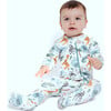 Zipped Long Sleeve Footed Onesie, Safari Animals - Bodysuits - 2