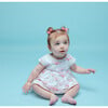 Round Neck 2-Layered Dress With Matching Bloomers, Pink Petals - Dresses - 2