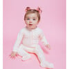 Zipped Long Sleeve Footed Onesie, Pink And White Stripes - Bodysuits - 2