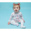 Zipped Long Sleeve Footed Onesie, Pink Petals - Bodysuits - 2