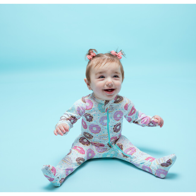 Zipped Long Sleeve Footed Onesie, Donuts - Bodysuits - 2