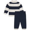 Striped Cable Knit Sweater Top & Pant Set, Navy - Mixed Apparel Set - 5