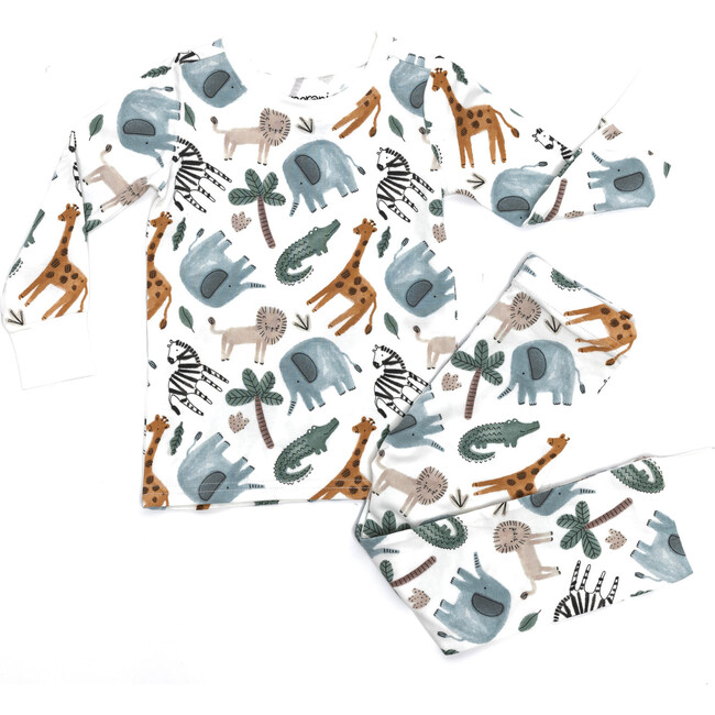 Long Sleeve Pajamas, Safari Animals