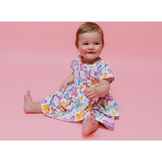 Round Neck 2-Layered Dress With Matching Bloomers, Butterflies - Dresses - 2