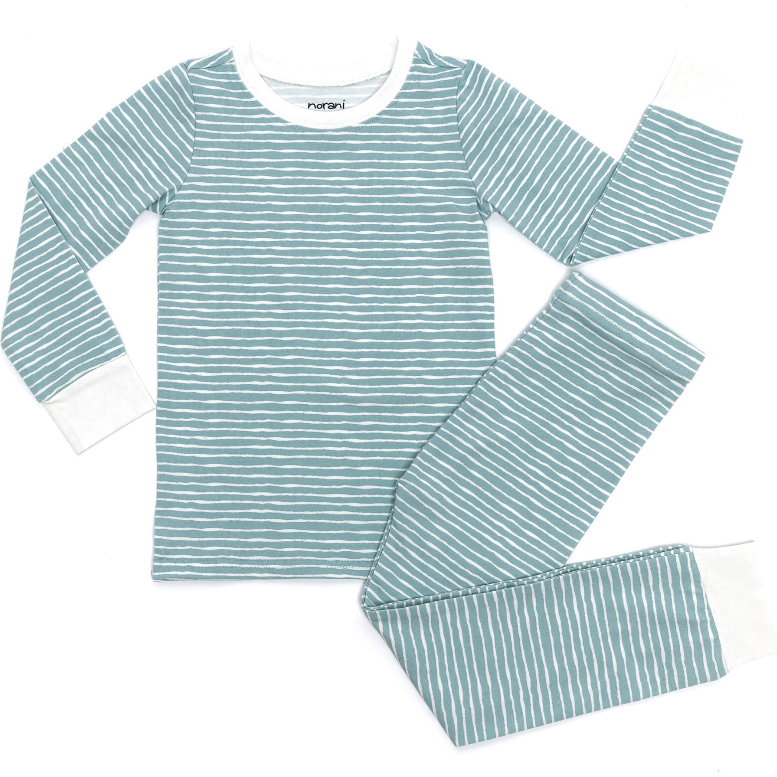Long Sleeve Pajamas, Green Stripes - Pajamas - 1
