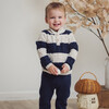 Striped Cable Knit Sweater Top & Pant Set, Navy - Mixed Apparel Set - 4