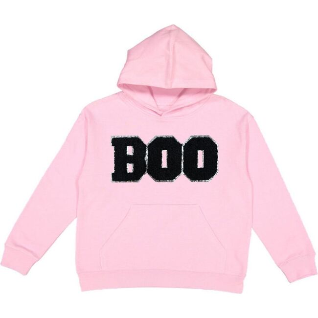 Boo Patch Halloween Youth Hoodie, Pink