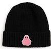 Ghost Patch Halloween Beanie, Black - Hats - 1 - thumbnail