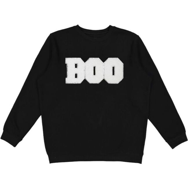 Boo Patch Halloween Adult Sweatshirt, Black