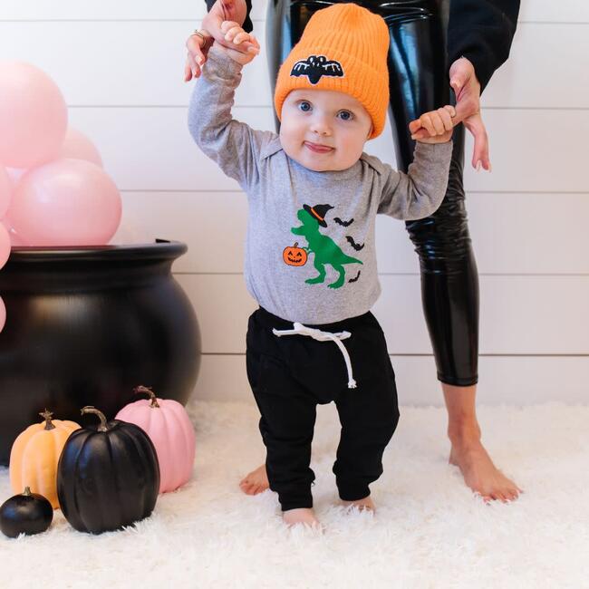 Bat Patch Halloween Beanie, Orange - Hats - 2
