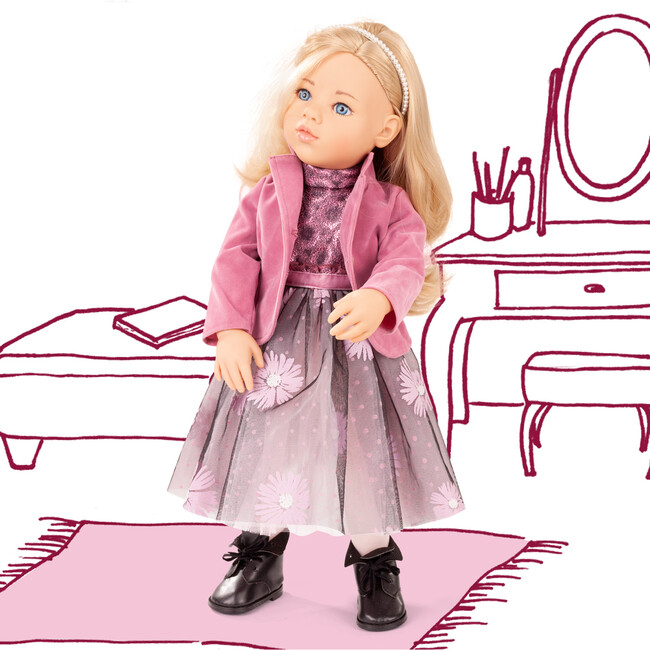 Happy Kidz Sophia 19" premium multi-jointed standing doll 7 piece playset