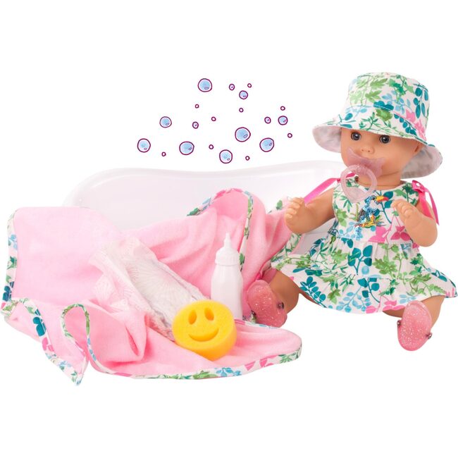 Sleepy Aquini Girl Blooms 13" bathing fun baby doll playset