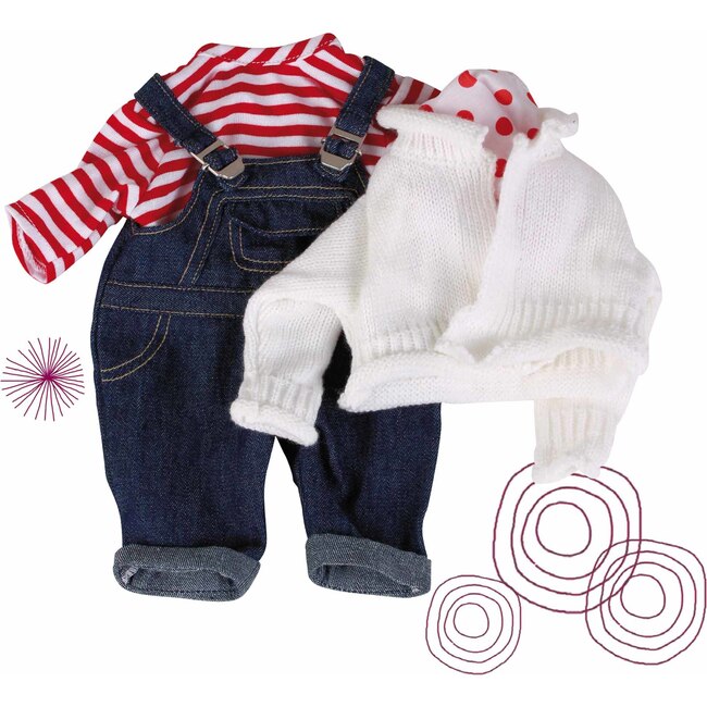 Sailor Dungarees Clothing Set Accessories for Baby Dolls fits most larger dolls 12" - 18"