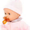 Muffin Pastellino 13" Soft Body Baby Doll with Bald Head in Pink Velour Footed Pajamas with Knit Cap and Pacifier - Dolls - 2