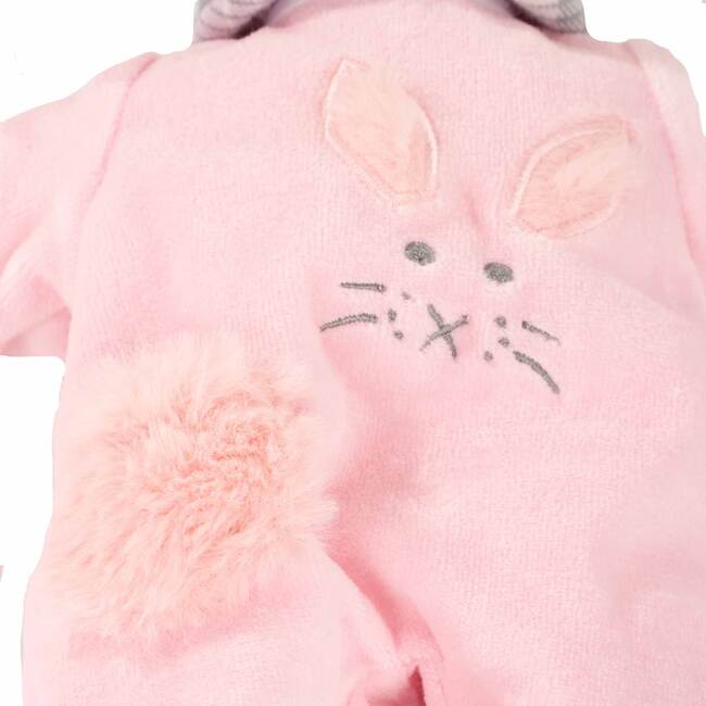 Muffin Pastellino 13" Soft Body Baby Doll with Bald Head in Pink Velour Footed Pajamas with Knit Cap and Pacifier - Dolls - 3