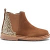 Suede With Sparkles Chelsea Boots, Camel And Gold - Boots - 1 - thumbnail