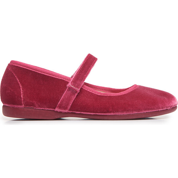 Classic Velcro Strapped Velvet Mary Jane Shoes, Pink