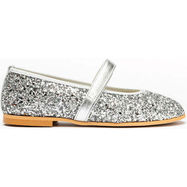 Classic Velcro Strapped Mary Jane Shoes, Silver Glitter - Childrenchic ...