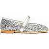 Classic Velcro Strapped Mary Jane Shoes, Silver Glitter - Mary Janes - 1 - thumbnail