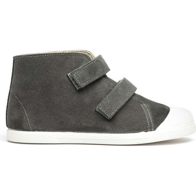High-Top Suede Double Velcro Strapped Sneaker, Grey