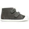 High-Top Suede Double Velcro Strapped Sneaker, Grey - Sneakers - 1 - thumbnail