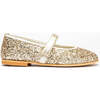 Classic Velcro Strapped Mary Jane Shoes, Gold Glitter - Mary Janes - 1 - thumbnail