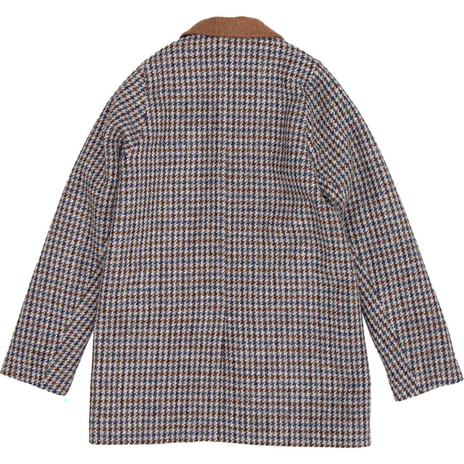 Annapurna Coat, Burgundy/Teal Houndstooth - Wool Coats - 2