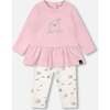 Little House Print Tunic & Legging Set, Mauve & Beige - Mixed Apparel Set - 1 - thumbnail
