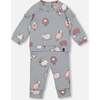 Sheep Print Top & Pants Set, Blue Grey - Mixed Apparel Set - 1 - thumbnail