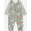 Stripe Onesie & Little Fox Print Overall Set, Sage Green - Mixed Apparel Set - 1 - thumbnail