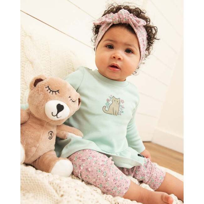 Tunic & Little Flowers Print Legging Set, Mint & Mauve - Mixed Apparel Set - 2