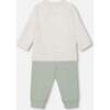 Sly Little Fox Print Top & Pants Set, Oatmeal & Sage Green - Mixed Apparel Set - 2
